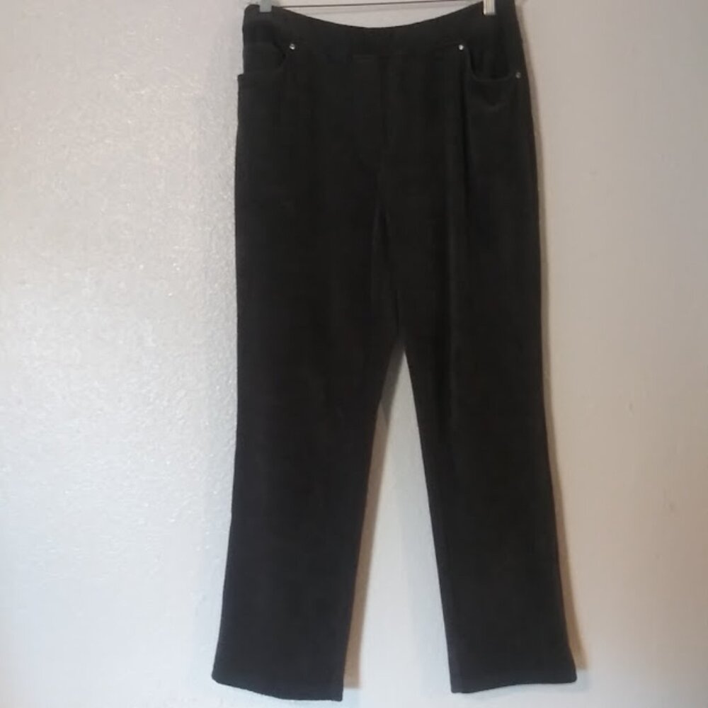Quacker Factory by Jeanne Bice women's size M gray corduroy straight leg pants